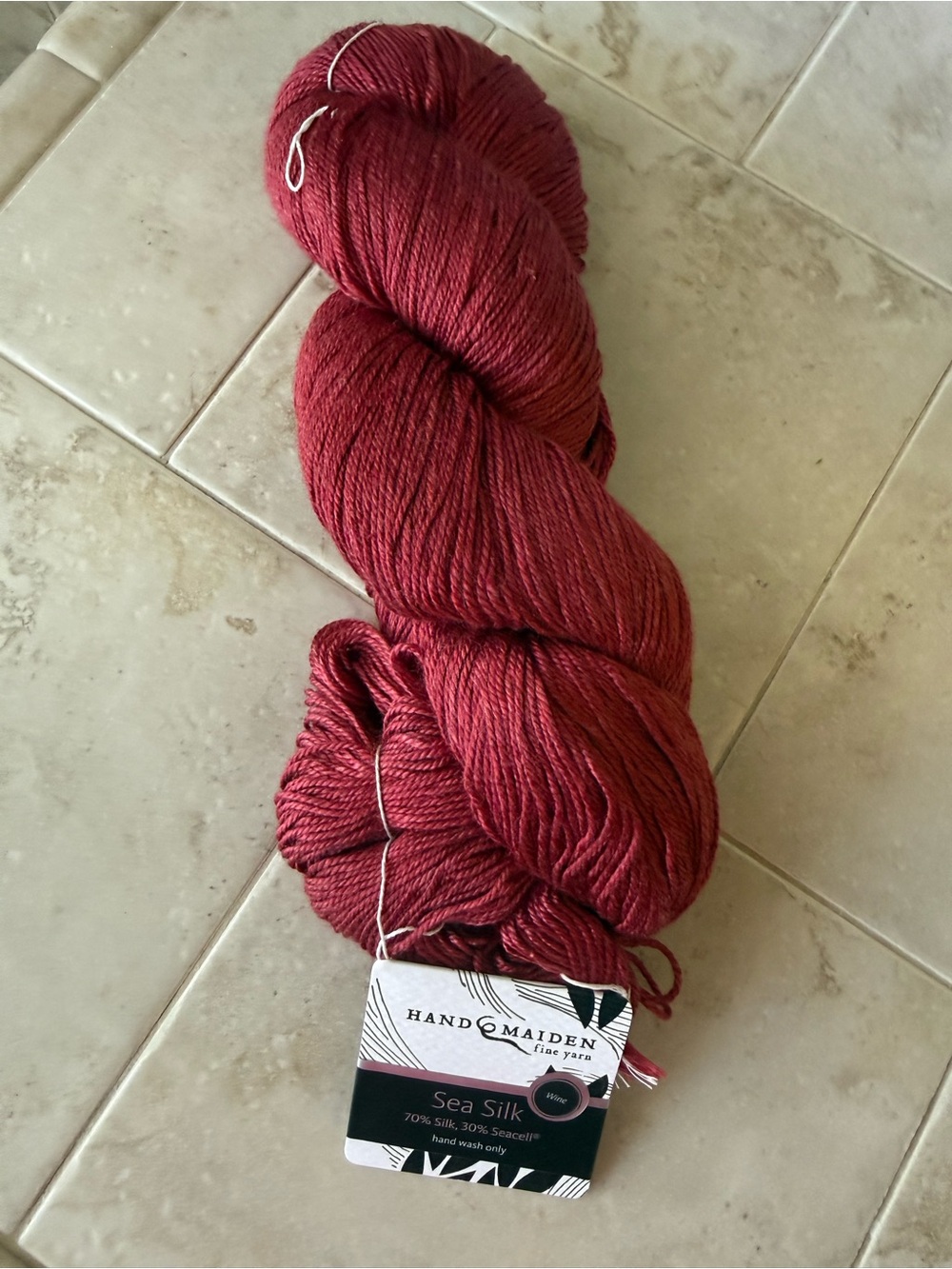 Hand Maiden Fine Yarn Sea Silk Yarn in Wine Red